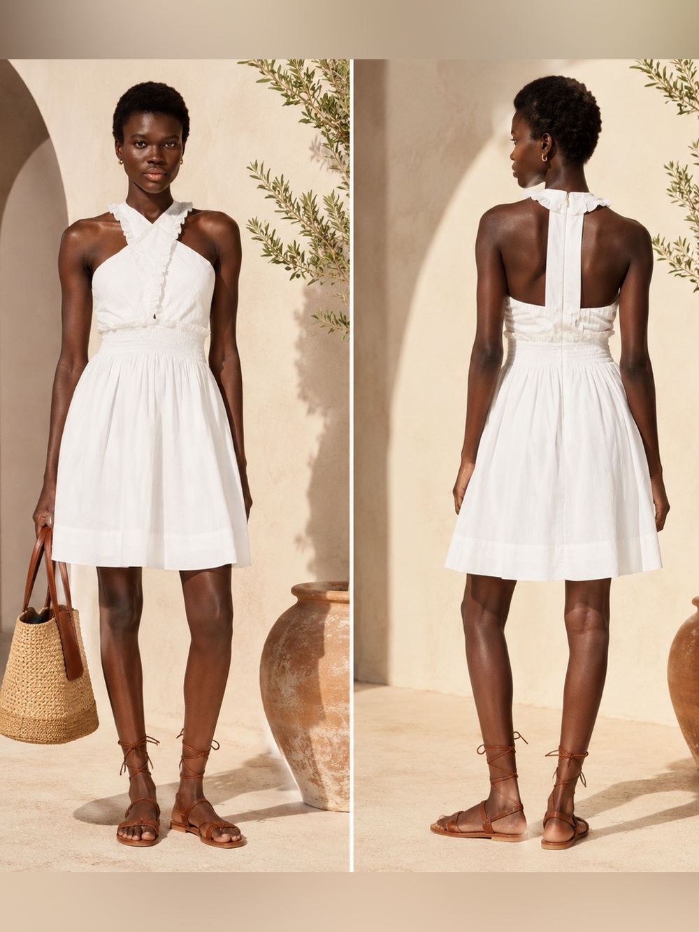 Cleobella Catarina Ivory Halter Mini Dress NWT L